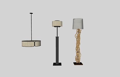 Modern lighting combination chandelier floor lamp 3d model