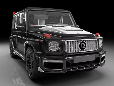 Black Sporty SUV Featuring Sleek Front Grille Red Accents And Headlights 3d model