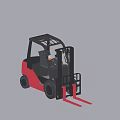 Red And Black Industrial Forklift Equipment With Cab And Forks For Material Handling