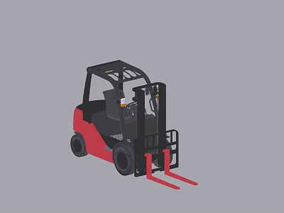 Red And Black Industrial Forklift Equipment With Cab And Forks For Material Handling 3d model