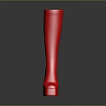 Red Knee High Platform Boots With Shiny Surface And High Heel Style