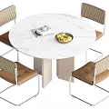 Dining table and chair combination round table 3d model