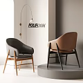 Poliform Gray And Brown Leather Dining Chairs With Wooden And Black Legs In Modern Interior