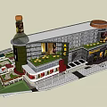 Iconic Tower Commercial Street With Modern Design Billboards And Retail Stores