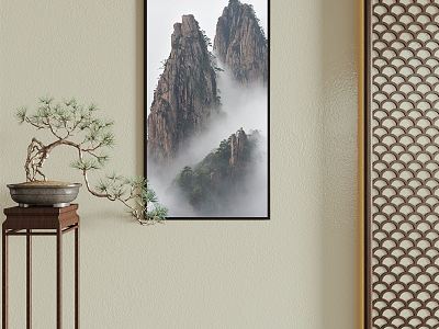 New Chinese Landscape Painting Decorative Painting Potted Plant model