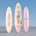 Wayfinding Signage With Three Surfboard Shaped Vertical Displays And Branding Text