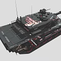 Type 90 Black Military Tank With Red And White Decorative Accents