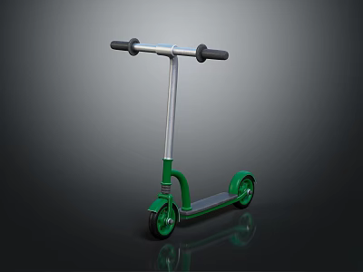 Green And Silver Scooter With Black Handlebars And Reflective Wheels Design 3d model