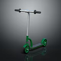 Green And Silver Scooter With Black Handlebars And Reflective Wheels Design