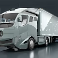 Modern Functional Semi Trailer Truck With Streamlined Design Silver Gray Body And White Patterns 3d model