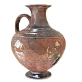 Handmade Brown Glazed Ceramic Vase Featuring Textured Surface And Handle Design
