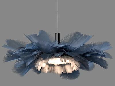 Elegant Modern Chandelier With Blue And White Feather Petal Design And Soft Lighting 3d model