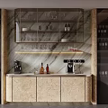Luxury Marble Home Wine Cabinet With Glass Display Shelves And Soft Built In Lighting