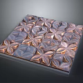 Square Copper Tone Metallic Decorative Panel With Intricate Geometric Floral Patterns 3d model