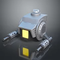 Sci Fi Mechanical Game Movie Character With Silver Body Yellow Glowing Panel And Side Arms