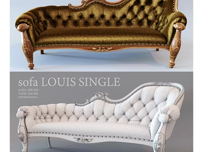 Louis Style Chaise Lounge with Tufted Design and Carved Wooden Details Gold and White Options 3d model