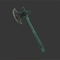 Medieval Axe Weapon With Rusted Metal Blade And Wooden Handle