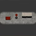 Red Gas Pump Red Street Lamp And ICE COLD Cooler On Gray Platform Setup