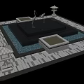 Garden Ornaments With Crane Sculptures Square Water Pool Stone Lanterns And Tiled Ground