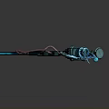 Futuristic Glowing Sword With Blue Light Mechanical Design And Red Accents