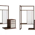 Wooden Clothes Rack with Mirror and Drawer Storage Modern Design for Bedroom