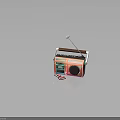 Vintage Portable Radio Cassette Player With Colorful Design Antenna And Cassette Tapes