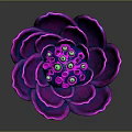 Vibrant Purple Lotus Plant With Layered Petals And Green Central Protrusions
