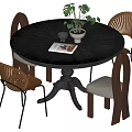 Middle style dining table and chair combination 3d model