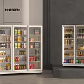 Poliform Commercial Display Refrigerators With Glass Doors And Various Beverages Food Items