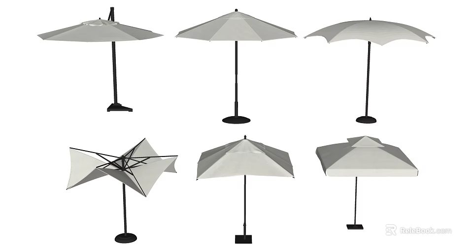 Outdoor Sun Umbrella With Various Designs And Adjustable Positions For Patio Use 3d model 