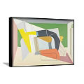 Modern Abstract Painting With Geometric Lines And Color Blocks