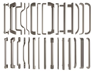 Various Metal Furniture Handles With Different Modern Designs And Styles 3d model
