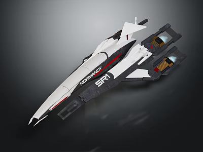 Futuristic Interstellar Spaceship With Advanced Design Sleek White Black Red Body And Thruster Modules 3d model