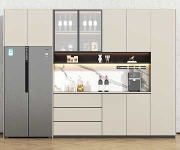 Modern and Contemporary Wine Cabinet Sideboard Refrigerator 3d model