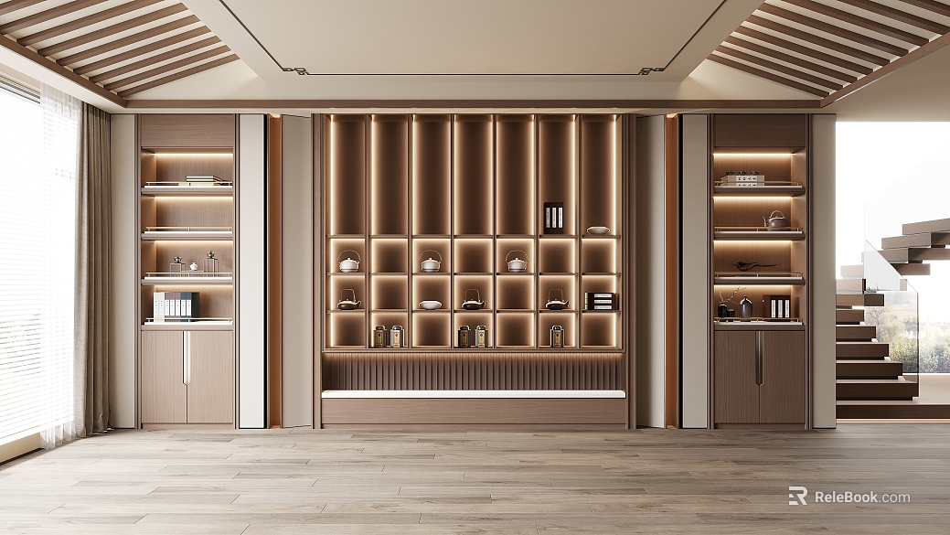 New Chinese Decorative Cabinet Tea Cabinet texture