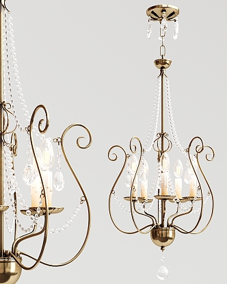 European-style chandelier gold chandelier 3d model