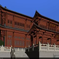 Traditional Ancient Chinese Architecture With Multi Tiered Roof Red Eaves Stone Steps And Front Square