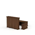 Sturdy Wooden Office Furniture Setup With Desk Bookcase And Side Table
