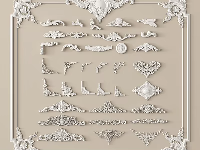 Elegant Classical Carved Decorative Collection Featuring Various Ornate Patterns For Furniture And Architectural Decoration 3d model