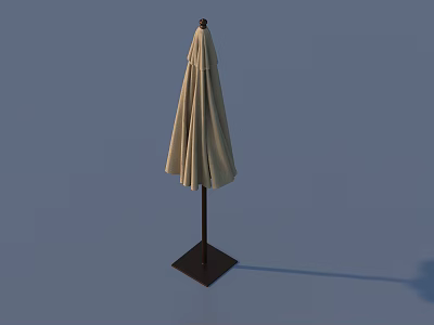 Classic Beige Outdoor Umbrella With Square Base Stand For Garden Use 3d model