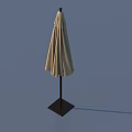 Classic Beige Outdoor Umbrella With Square Base Stand For Garden Use