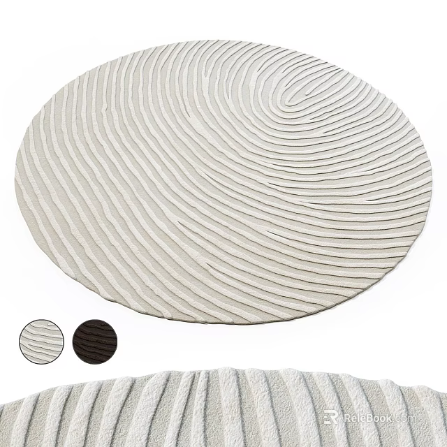 Square Carpet With Wavy Texture And White Dark Brown Color Options 3d model