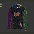 Dark Blue Hooded Sweatshirt With Colorful Graphic Design For Casual Daily Use