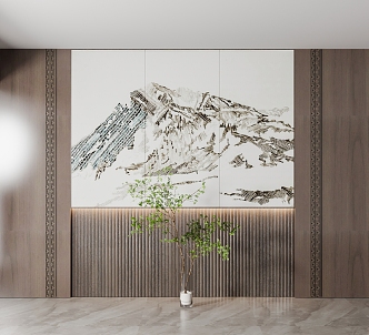 New Chinese TV background wall 3d model