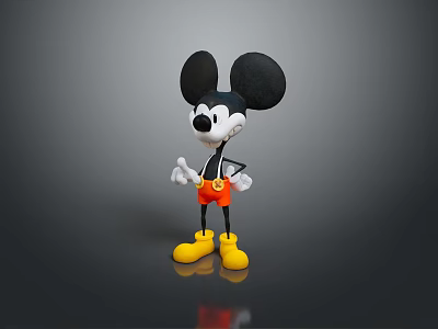 Mickey Mouse Cartoon Character With Large Black Ears Red Shorts And Yellow Shoes 3d model
