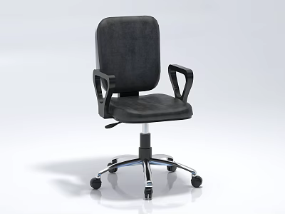 Black Office Chair With Ergonomic Armrests Swivel Casters And Chrome Base 3d model