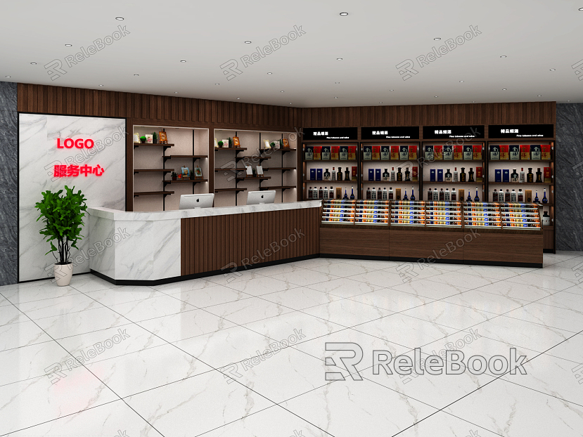 Modern Cashier Supermarket Alcohol and Tobacco Service Desk model