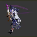 Game Movie Character With Blue Hat Purple Decoration White Wings Candle Holder And Purple Flames