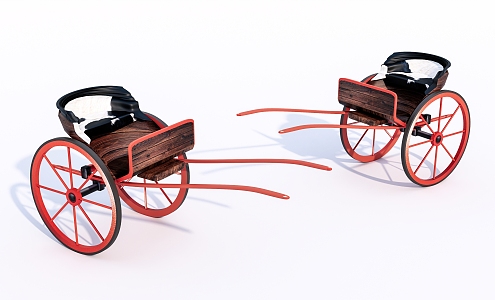 Modern carriage Old wooden carriage 3d model