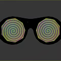 Stylish Black Frame Glasses With Colorful Spiral Lenses For Fashion Accessory Wear